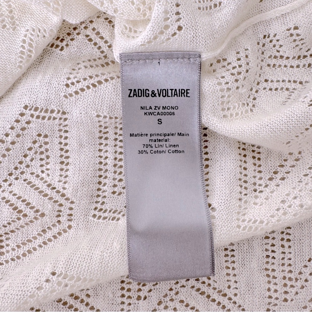 Zadig & Voltaire Monogram Knit Nila Open Front Long Sleeve Cardigan - Picture 5 of 15